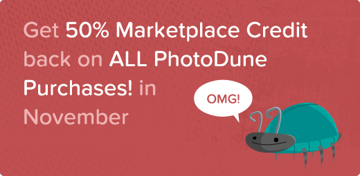 PhotoDune 50% Credit Back Promotion